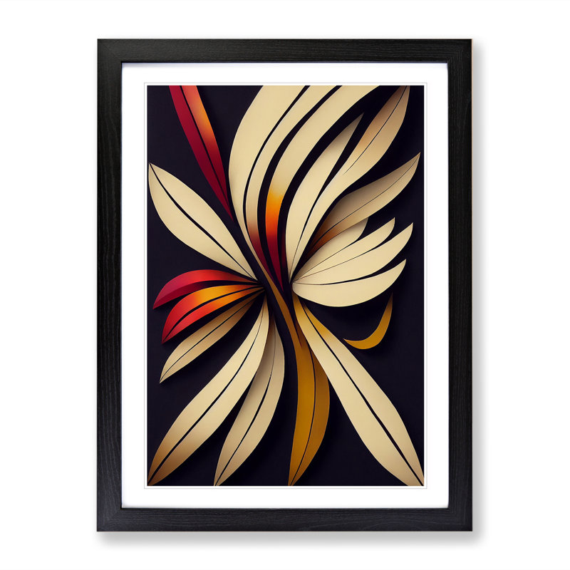 Bold Feather - Wall Art, Black Framed, 36cm H x 27cm W x 2cm D, White