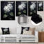 Fleurs blanches noires d'hortensia - art mural floral en métal-92735665
