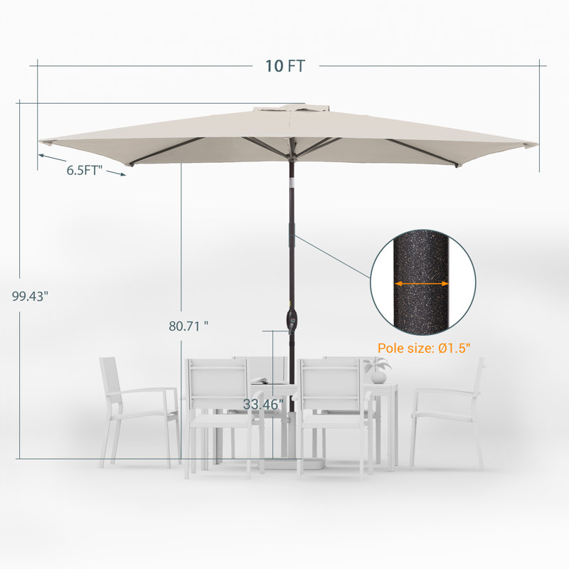 Parasol de marché rectangulaire 120 po x 78 po Darcie-Mai, Beige
