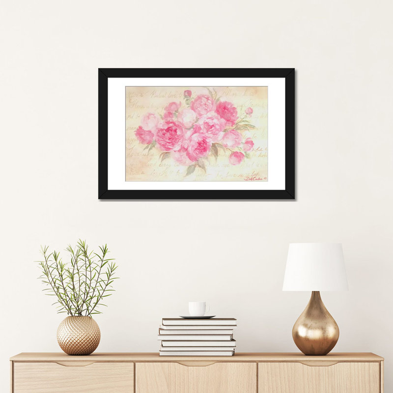 «Peony Passion», reproduction sur toile, Papier d'art encadré noir, Blanc, H 16 po x l 24 po x P 1 po