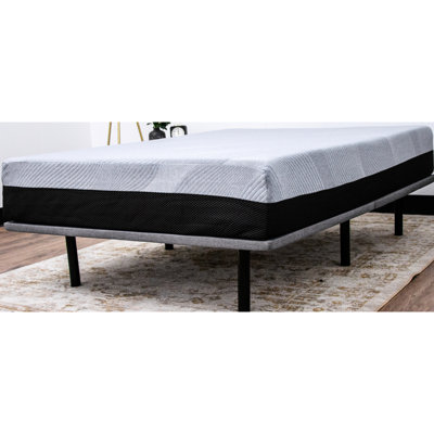 Plateforme rembourrée Modern X Series - Housse en tissu gris, hauteurs de pieds réglables, structure en acier, capacité de 1000 lb, contreplaqué robuste