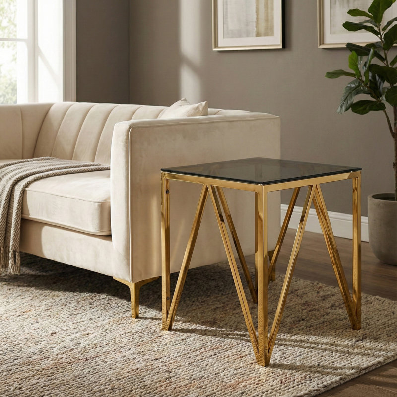 Briant Glass Top Frame End Table