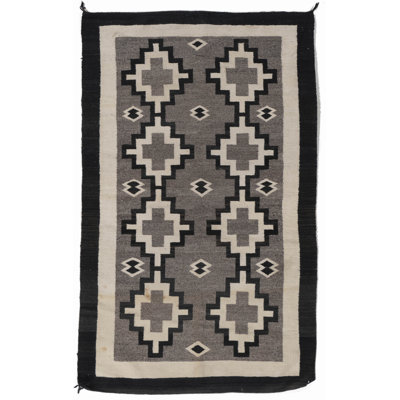 Tapis unique 3 pi 4 po x 5 pi 4 po 1950 / gris / chocolat / ivoire