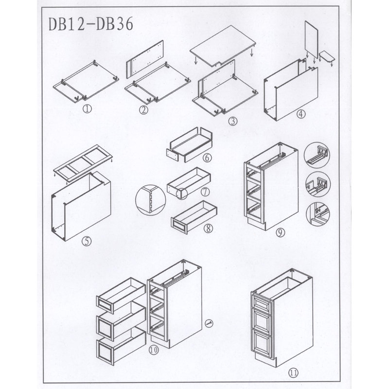 Armoire de base à 21 tiroirs de style Shaker, H 34,5 po x l 21 po x P 25 po