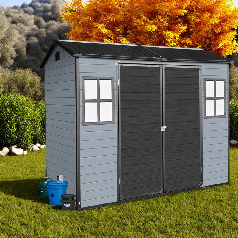 Remises verrouillables avec rangement, remise de jardin moderne en acier de 8 pi x 4 pi