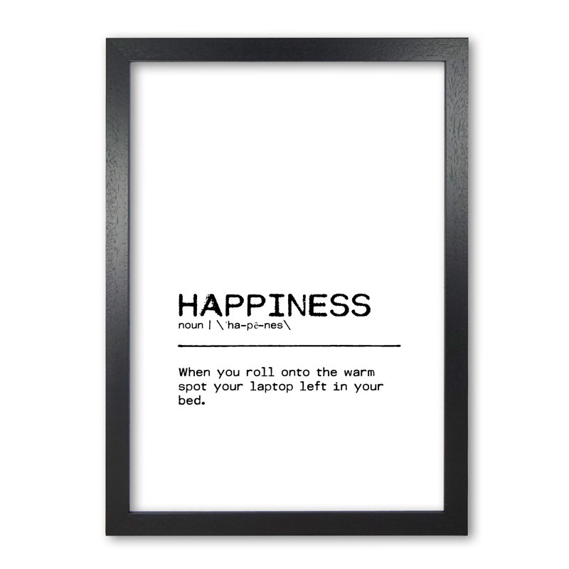 Happiness Laptop - Print, 42 cm H x 30 cm W x 5 cm D, Black Grain Frame