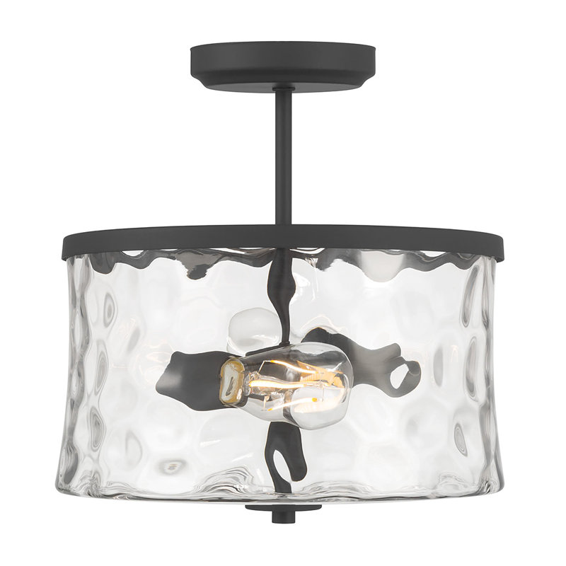 Clarvyn 12" Wide 2-Light Semi-Flush Mount, Matte Black