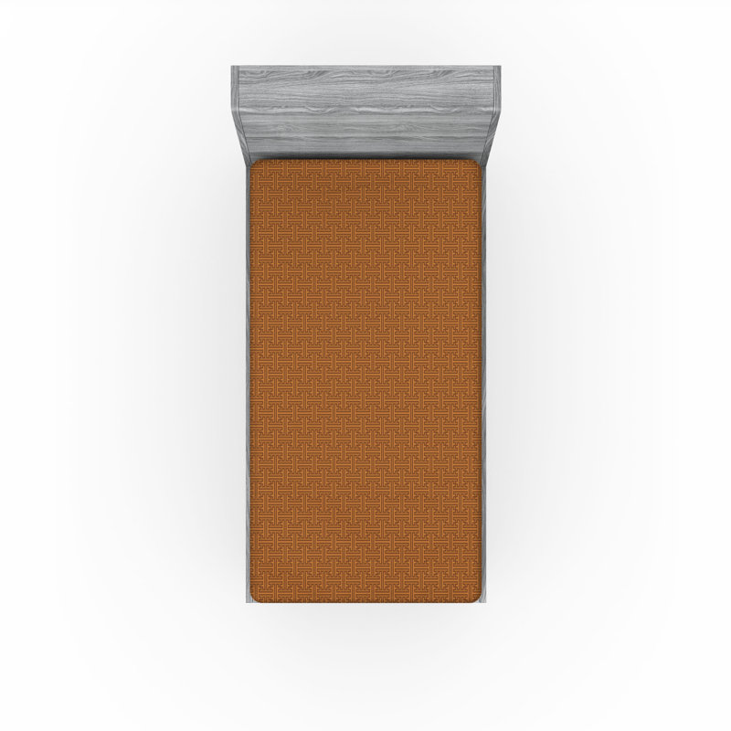 Ensemble de 2 draps-housses Ambesonne, Drap-housse de taille simple, Géométrique caramel pâle