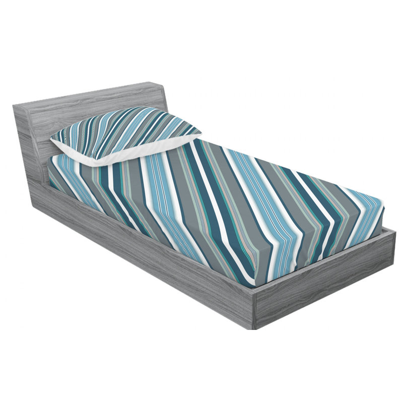 Microfiber Striped Sheet Set, Twin Sheet Set + Fitted Sheet + 1 Pillowcase, Striped 2