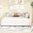 Full Daybed With Storage Drawers, Beige Linen Fabric, Strong Wood Frame, No Box Spring For Space Linen, Relaxation-877255433