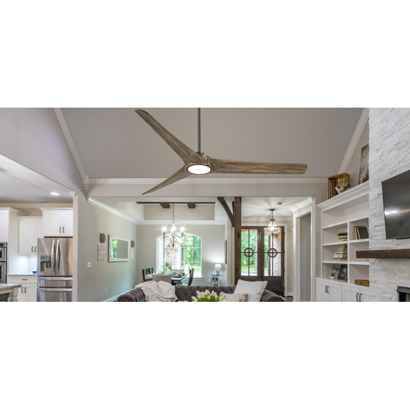 84" Timber 3-Blade LED Propeller Ceiling Fan with Remote Control and Light Kit Included, Aged Boardwalk