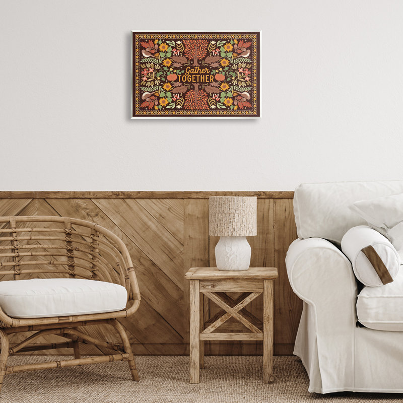«Gather Together» sur toile brune par Laura Marshall, H 13 po x l 19 po