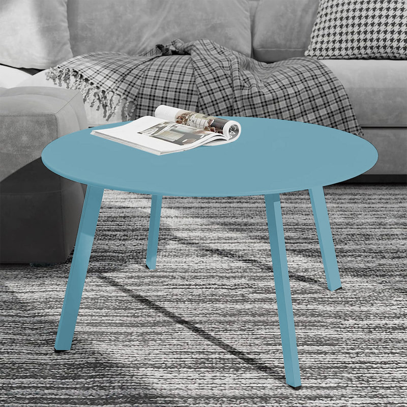 Table basse ronde en acier pour patio, table d'appoint d'extérieur résistante aux intempéries, grande table d'appoint pour terrasse de balcon, gris-vert