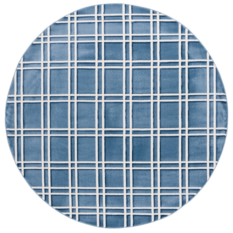 Dili Performance Plaid Rug, Round 6'7"