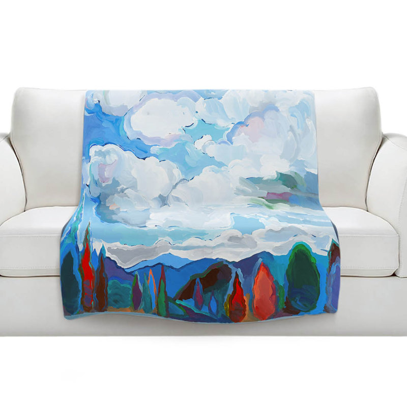 Couverture en sherpa couleur et nuages, l 68 po x L 80 po