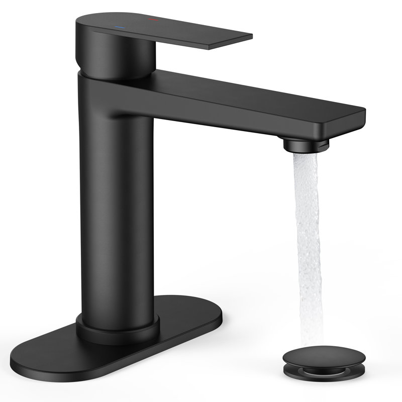 Single-hole Single Handle Bathroom Sink Faucet With Drain Assmbly, Matte Black