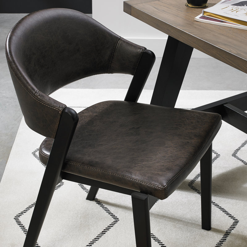 Kostka 49cm H Polyester Blend Upholstered Upholstered Back Side Chair, Brown