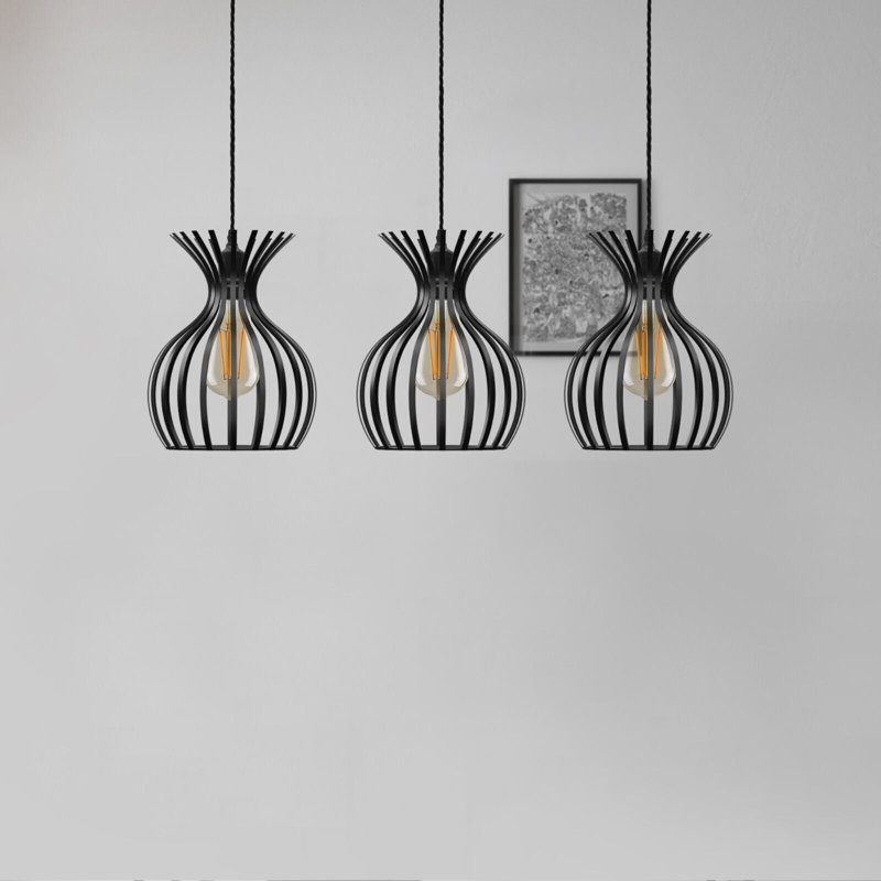 Deleesa 3 - Light Black Caged Pendant, No