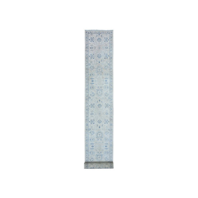2'6" x 19'5" New Hand Knotted Ivory Wool Runner Oriental Rug - MOA10288592