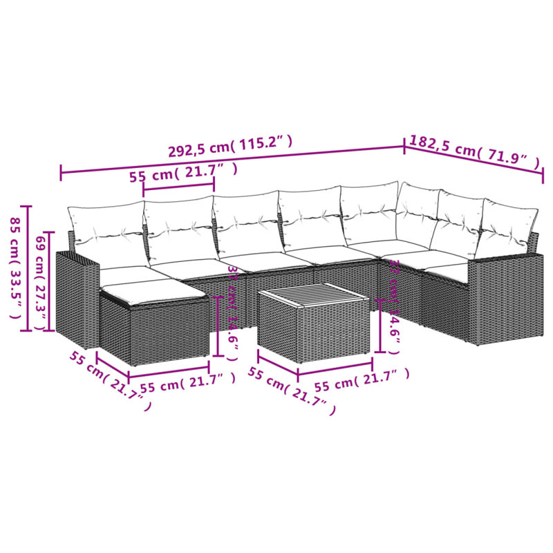 Ensemble de canapé de jardin Vidaxl beige
