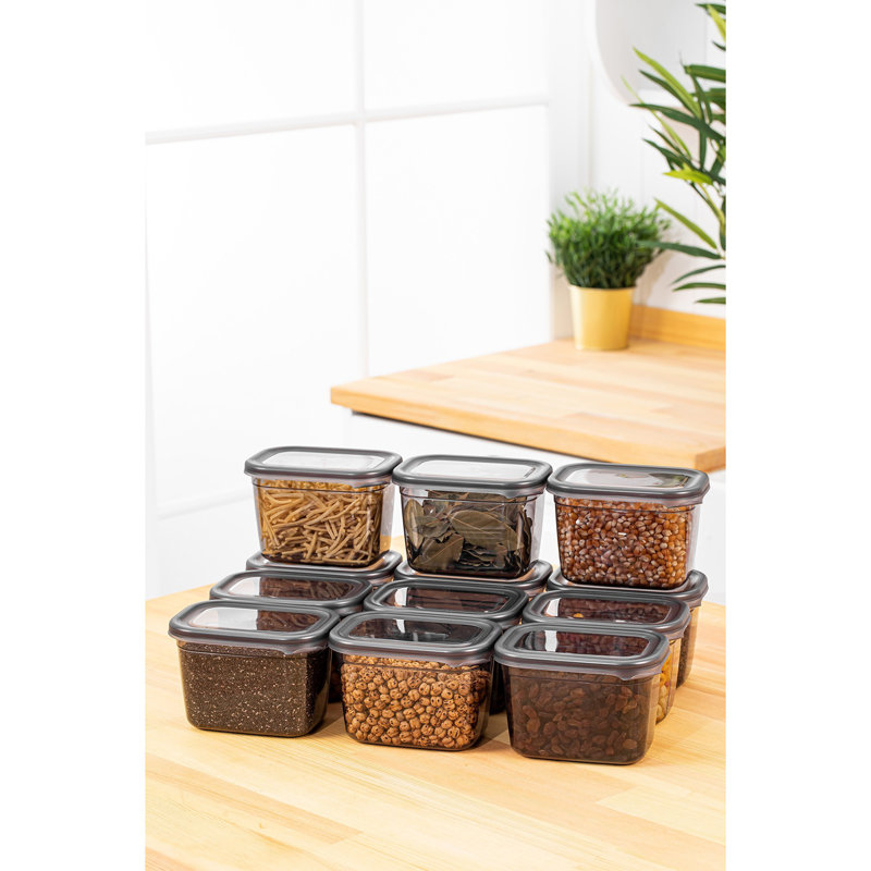 Durable Storage Box Set (12 Pieces), Anthracite Color, 5.5 x 3.9 x 3.9 inches | 100% BPA-Free Plastic, 27.1 fl oz Capacity | Dishwasher Safe, Ideal for Organizing Home & Office, Space-Saving Design