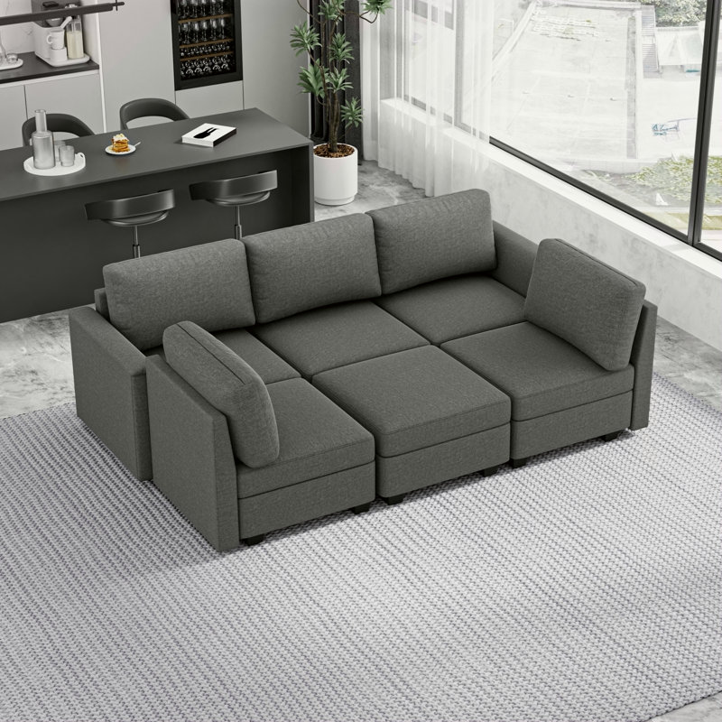 Canapé modulaire modulaire, canapé modulaire 5 places avec méridienne, canapé moderne avec coussins et rangements, canapé modulaire à assise large et profonde pour salon, appartement, studio, bureau