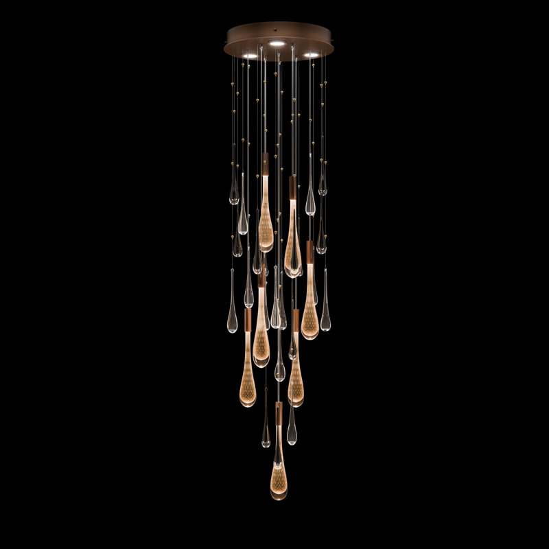 Rain 18"W Round Pendant, Ombre Copper