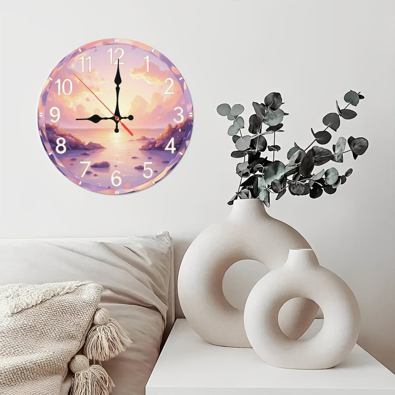Horloge avec coucher de soleil pastel