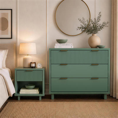 Ensemble de chambre à coucher avec commode et table de chevet 2 pièces Elara