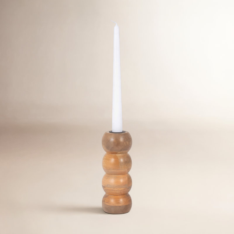 Bois, porte-votive nervuré, naturel, cylindre, Brun côtelé, H 7 po x l 3 po x P 3 po