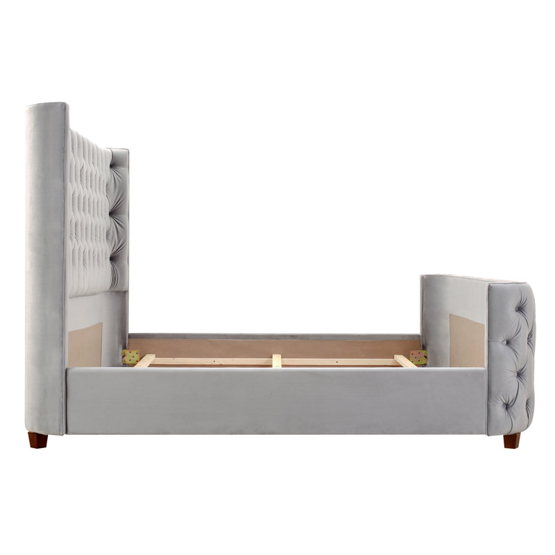 Currier Upholstered Wingback Bed - Elegant Grey