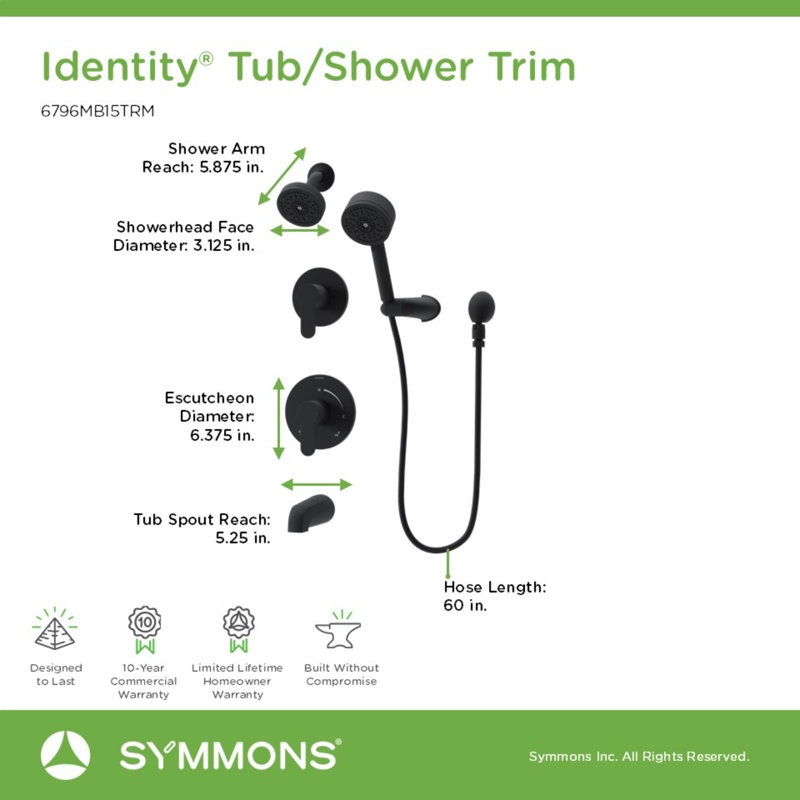 Système de douche et baignoire à deux poignées Identity HydroMersion, Noir mat