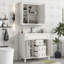 Meuble-lavabo de salle de bain avec lavabo supérieur, armoire à miroir, armoire de rangement moderne avec 2 portes à fermeture douce et 2 tiroirs, meuble-lavabo simple-63436071