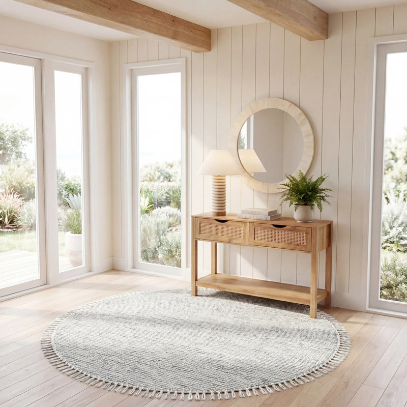 Tapis vert sauge / ivoire Kata 902, Carré 6 pi