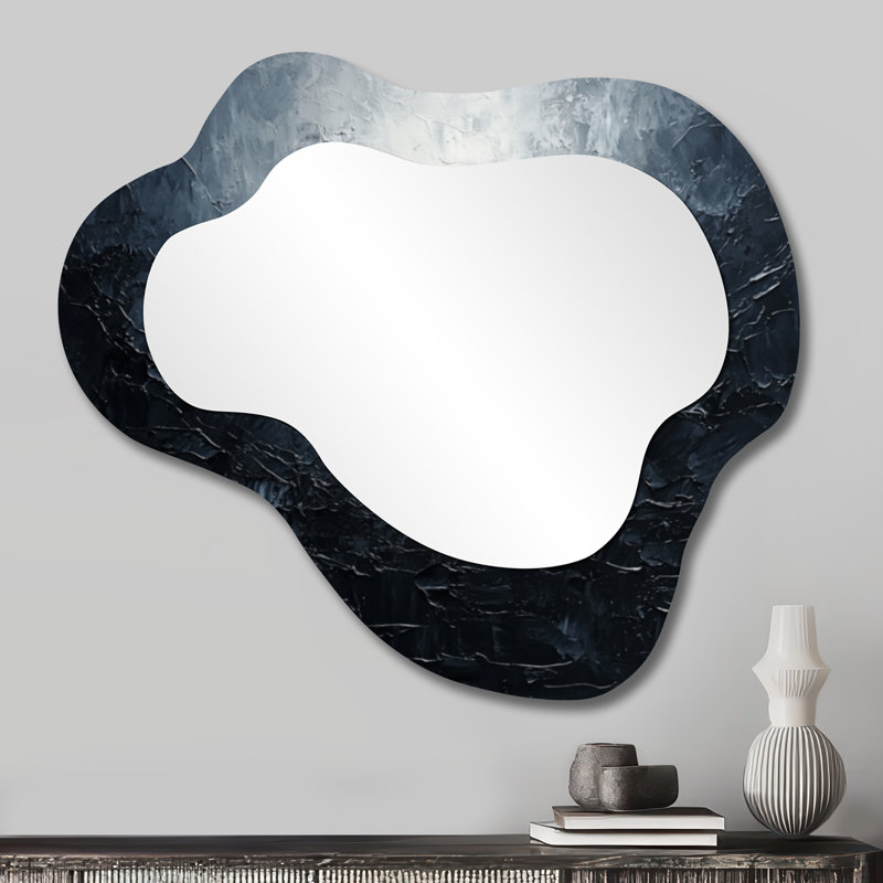 Midnight Sky Abstract Storm - Sky Asymmetrical Decorative Mirror, Traditional irregular Wall Mirror, Printed on Metal