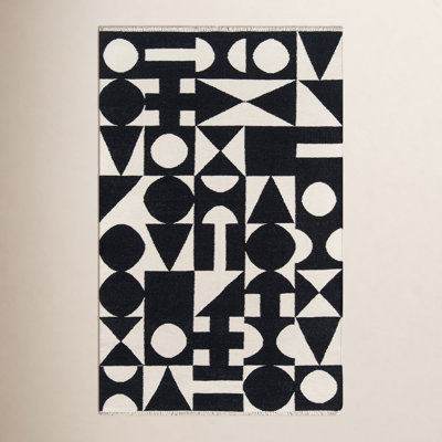 Roshni Handmade Wool Black Rug