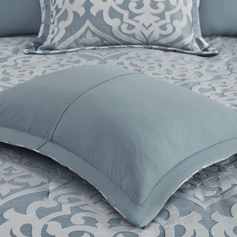 Aqua and Silver Queen Microfiber 8-Piece Comforter Set