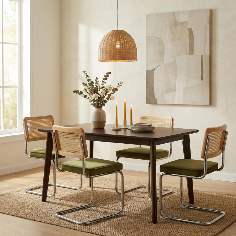Ensemble de table de salle à manger 5 pièces en bois massif, Brun