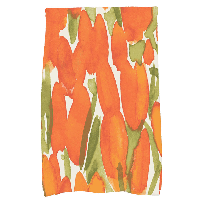Sunset Floral Tea Towel Kitchen Towel, Orange