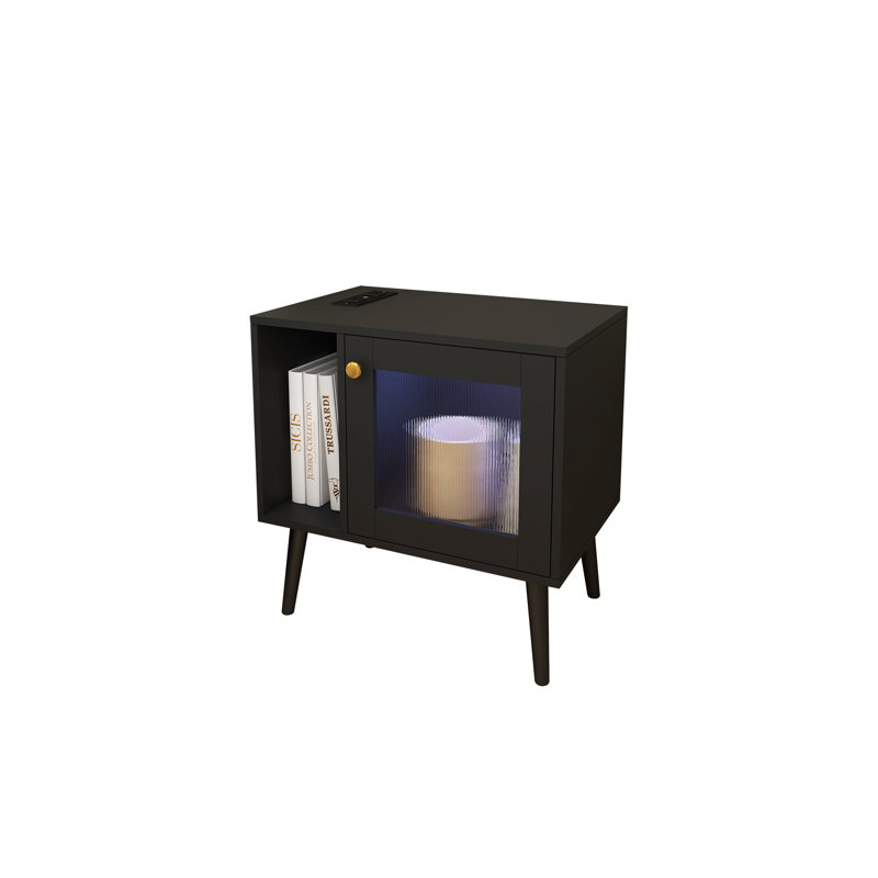 Modern LED End Table With Charging Station