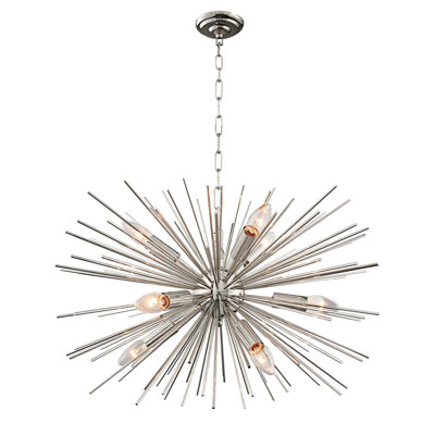 Luminaire suspendu Spoutnik en nickel à 9 lumières Astra Sputnik