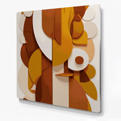 Abstrait formes 91, art mural en métal beige