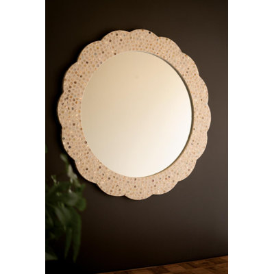 ROUND FRAMED CAPIZ SHELL MIRROR #2