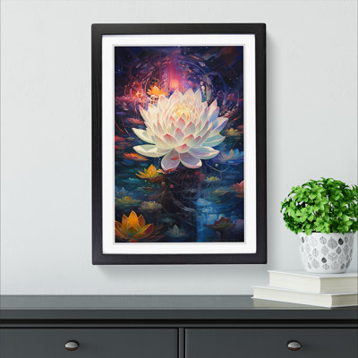 Lotus Flower Futurism - Single Picture Frame Print on Wood