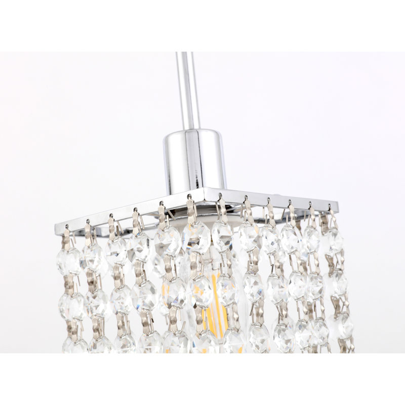 Luminaire suspendu carré à 1 lumière Grandy, Chrome