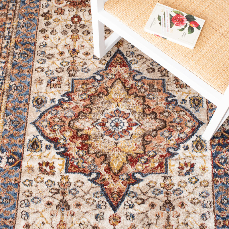 Broomhedge Oriental Brown/Rust Area Rug, Square 5', Ivory/Rust