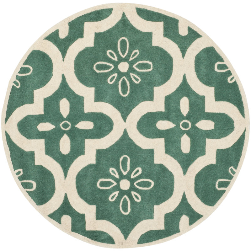 Carolene Hand Tufted Wool Geometric Rug, Round 5'