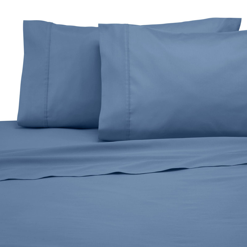 Modern Living 300 Thread Count 100% Cotton Sateen Sheet Set, Medium Blue, Twin XL Flat Sheet + 1 Fitted Sheet + 1 Pillowcase