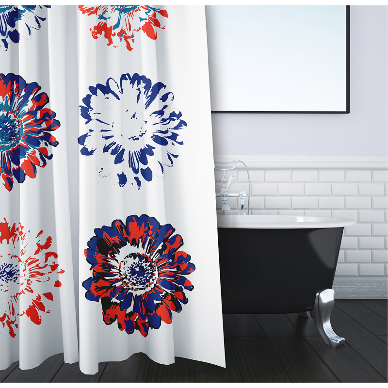 Rideau de douche simple à motif floral Caillo, Multicolore