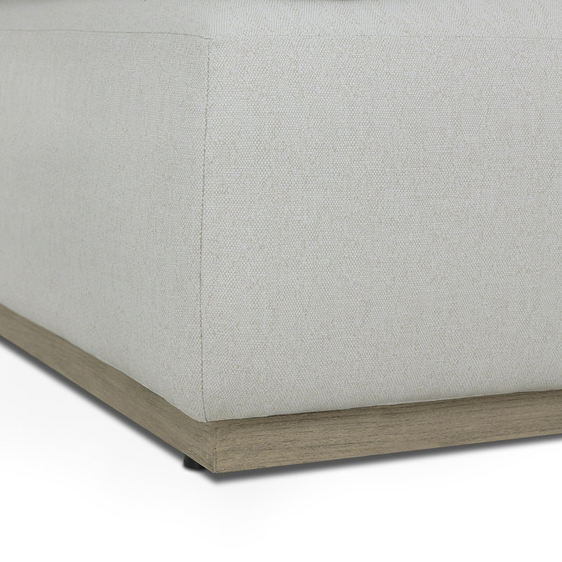 Lenox Modular Ottoman, White Polypropylene/Olefin, Light Brown